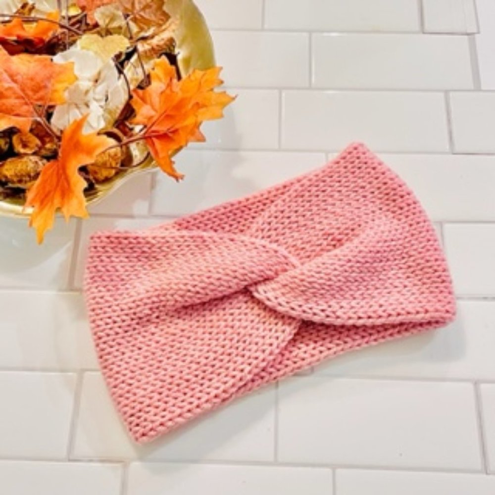 Pink Knit twisted Headband -Womens Ear warmer
